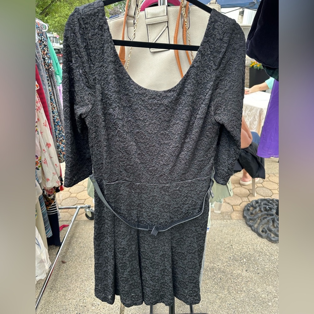 White House Black Market Black Sheath Dress Long Sleeve Scoop Neck